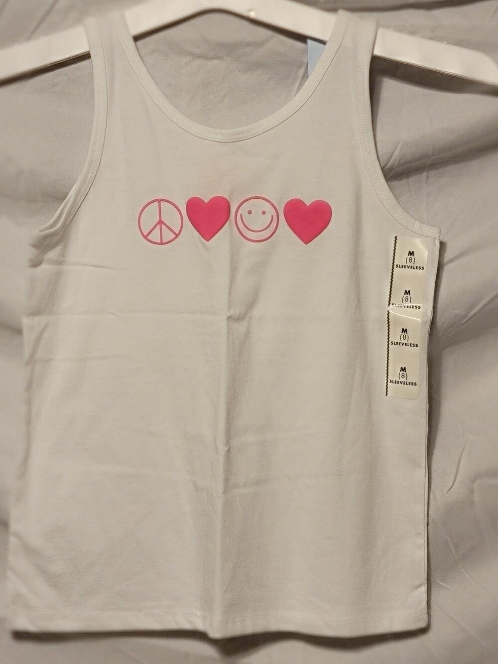 Cat & Jack White Heart Emoji Tank Size M(8)